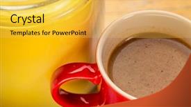  Presentation with clarified butter - PPT theme having fresh fatty coffee with ghee background and a yellow colored foreground