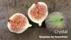  Presentation with cut - PPT layouts with fresh fig ficus carica and a cut one on a grunge metal background background and a tawny brown colored foreground