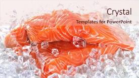  Presentation with fire and ice - Slide set with fresh fish - salmon on ice background and a lemonade colored foreground