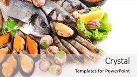  Presentation with seafood - Colorful presentation enhanced with fresh fish and other seafood backdrop and a lemonade colored foreground