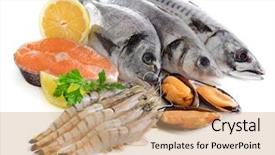  Presentation with seafood - Amazing presentation theme having fresh fish and other seafood backdrop and a coral colored foreground