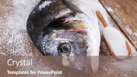  Presentation with spoon - Slides consisting of fresh-fish-and-salt background and a violet colored foreground