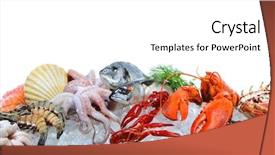  Presentation with seafood - Presentation theme featuring fresh fish and seafood arrangement background and a white colored foreground