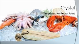 Presentation with seafood - Presentation theme having fresh fish and seafood arrangement background and a white colored foreground