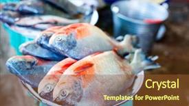  Presentation with top view of fresh fish - Audience pleasing presentation design consisting of fresh fish at seafood market backdrop and a tawny brown colored foreground