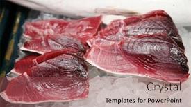  Presentation with tuna fish - Cool new presentation design with fresh-fish-yellow-fin-tuna backdrop and a violet colored foreground