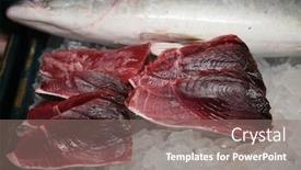  Presentation with tuna fish - Presentation theme consisting of fresh-fish-yellow-fin-tuna background and a gray colored foreground