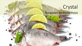  Presentation with fishes - Slides having fresh fishes with lime parsley background and a  colored foreground