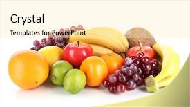  Presentation with fruits - Beautiful theme featuring fresh food - different fruits isolated on white backdrop and a blonde colored foreground
