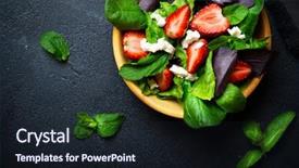  Presentation with cheese - Colorful PPT layouts enhanced with fresh food - healthy vegetable salad with strawberry backdrop and a wine colored foreground
