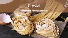  Presentation with pasta - Slide set featuring fresh food - metal pasta maker machine background and a coral colored foreground