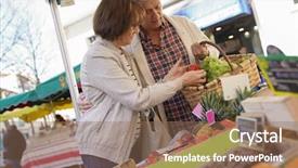  Presentation with green fresh food - PPT layouts with fresh food at the green background and a violet colored foreground
