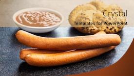  Presentation with ketchup - Cool new slide deck with fresh-frankfurter-sausages-with-bun backdrop and a yellow colored foreground