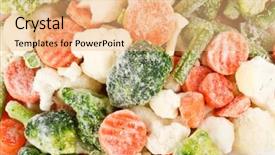  Presentation with frozen vegetables - Theme enhanced with fresh frozen vegetables on a white background background and a coral colored foreground
