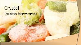  Presentation with frozen vegetables - PPT theme having fresh frozen vegetables on a white background background and a blonde colored foreground