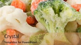  Presentation with frozen vegetables - Theme having fresh frozen vegetables on a white background background and a coral colored foreground