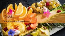  Presentation with berries - PPT theme with fresh-fruit-and-berries background and a gold colored foreground