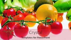  Presentation with fruit - PPT theme with fresh fruit and vegetables background and a red colored foreground