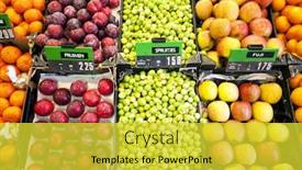  Presentation with fruit - Presentation enhanced with fresh-fruit-and-vegetables background and a yellow colored foreground