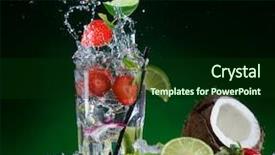  Presentation with fruit cocktail - Presentation theme featuring fresh fruit cocktail in freeze background and a forest green colored foreground
