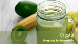  Presentation with fruit cocktail - Cool new presentation theme with fresh fruit cocktail on wooden background backdrop and a tawny brown colored foreground