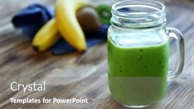  Presentation with fruit cocktail - Audience pleasing presentation theme consisting of avocado banana smoothie - fresh fruit cocktail on wooden backdrop and a gray colored foreground