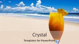  Presentation with fruit cocktail - Colorful presentation theme enhanced with fresh fruit cocktail on a tropical island beach backdrop and a lemonade colored foreground