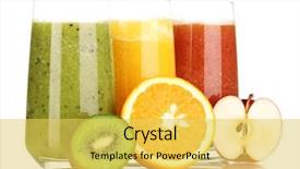  Presentation with juices - Presentation theme featuring fresh fruit juices isolated background and a yellow colored foreground