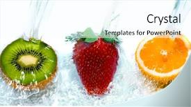  Presentation with fruit splash - Presentation featuring fresh fruit jumping into water background and a cool aqua colored foreground