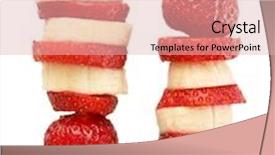  Presentation with healthy snack - Colorful theme enhanced with fresh fruit kebabs for healthy snack isolated on white backdrop and a lemonade colored foreground