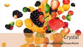  Presentation with mango juice fresh tropical fruit - Theme with fresh fruit pieces mix isolated background and a gold colored foreground