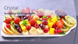  Presentation with fruit banana - Beautiful slides featuring fresh-fruit-platter-with-berries backdrop and a sky blue colored foreground