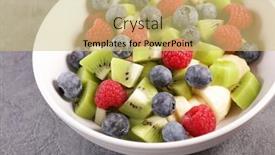  Presentation with fruit - Slide set featuring fresh-fruit-salad-in-bowl background and a yellow colored foreground