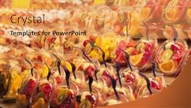  Presentation with fruit cocktail - PPT theme enhanced with fresh fruit salad on a market fruit cocktail background and a yellow colored foreground