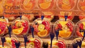  Presentation with fruit cocktail - Beautiful PPT theme featuring fresh fruit salad on a market fruit cocktail backdrop and a red colored foreground