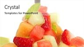  Presentation with fruit melon - Slides featuring fresh fruit salsa containing watermelon orange cantaloupe strawberries musk melon and mint background and a white colored foreground