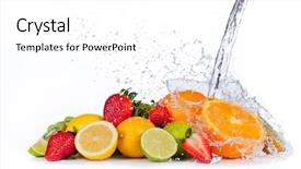  Presentation with fruit splash - Slide deck consisting of fresh fruit with water splash isolated on white background background and a white colored foreground
