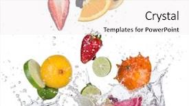  Presentation with fruit splash - Slide set consisting of fresh fruit with water splash background and a sky blue colored foreground