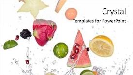  Presentation with fruit splash - Presentation design featuring fresh fruit with water splash background and a  colored foreground