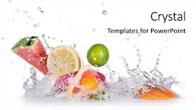  Presentation with fruit splash - Beautiful slide set featuring fresh fruit with water splash backdrop and a white colored foreground
