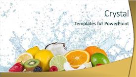  Presentation with fruit splash - Cool new slide set with fresh fruit with water splash backdrop and a sky blue colored foreground