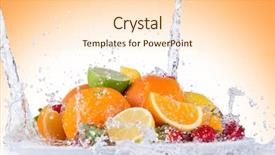  Presentation with fruit splash - Audience pleasing PPT layouts consisting of fresh fruit with water splash backdrop and a  colored foreground