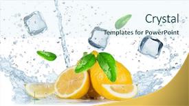  Presentation with fruit splash - Presentation design enhanced with fresh fruit with water splash background and a sky blue colored foreground