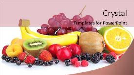  Presentation with fresh fruits salad on white - Colorful PPT theme enhanced with fresh fruits and berries isolated backdrop and a coral colored foreground