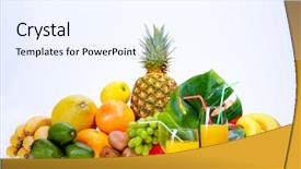  Presentation with fruits mango - Presentation theme consisting of fresh fruits and coconut juice background and a sky blue colored foreground