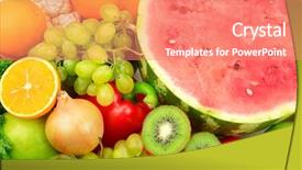  Presentation with food truck - Slides having fresh fruits and vegetables food background and a coral colored foreground