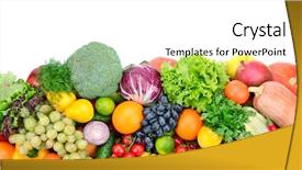  Presentation with fresh fruits vegetables - Slide set with fresh fruits and vegetables isolated background and a white colored foreground