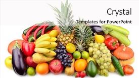  Presentation with fresh fruits vegetables heart - Audience pleasing presentation theme consisting of fresh fruits and vegetables isolated backdrop and a  colored foreground