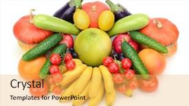  Presentation with fresh fruits vegetables groceries paper - Slides having fresh fruits and vegetables isolated background and a  colored foreground