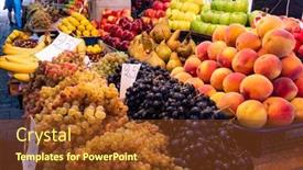  Presentation with fresh fruits vegetables - Colorful PPT theme enhanced with fresh fruits and vegetables at market backdrop and a tawny brown colored foreground